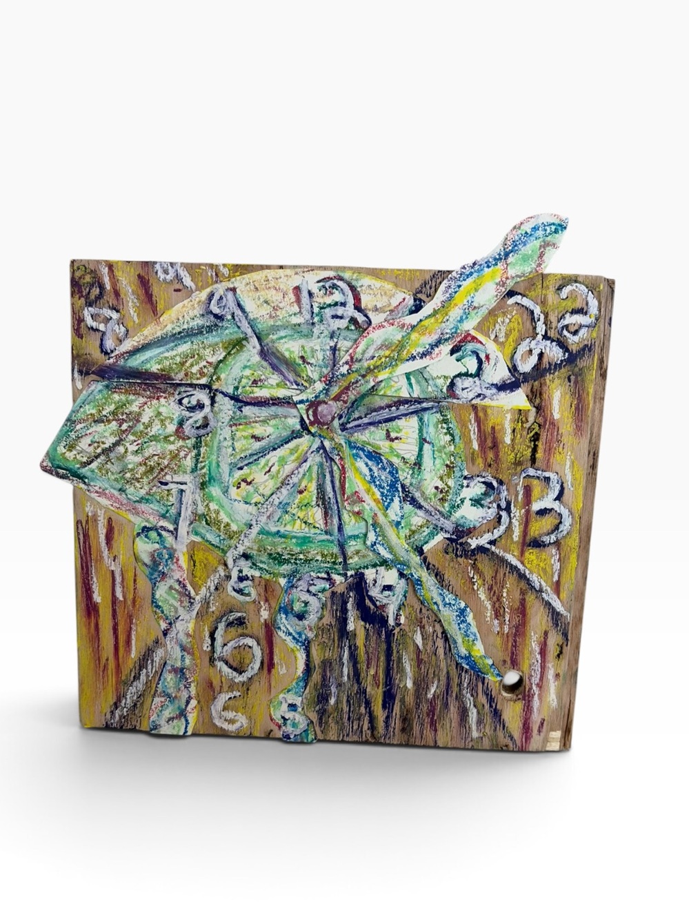 Lemon Clock II • Abstract Citrus Timepiece Painting on Wood • Textured Yellow